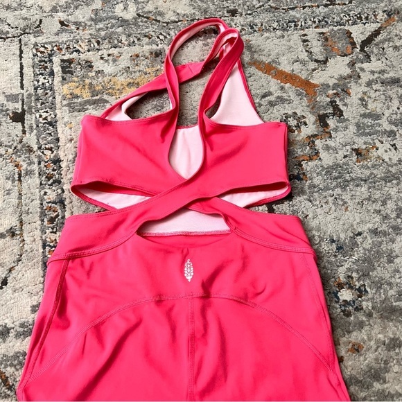 FREE PEOPLE MOVEMENT Back It Up Onesie Hot‎ Pink NWOT Size S Open Back Athletic - Picture 11 of 12